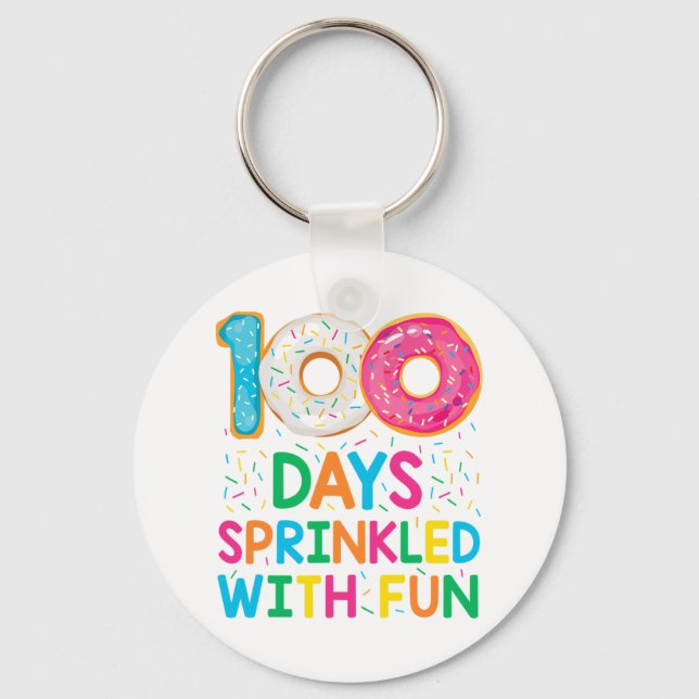 100 Days Sprinkled With Fun Doughnut School Teache Key Ring (Front)