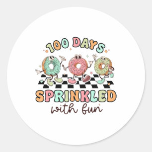 100 Days Sprinkled With Fun Doughnuts Happy 100th Classic Round Sticker