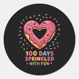 100 Days Sprinkled With Fun Doughnuts Happy 100th Classic Round Sticker