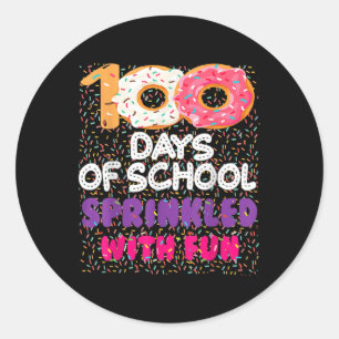 100 Days Sprinkled With Fun Doughnuts Happy 100th Classic Round Sticker