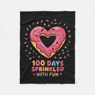 100 Days Sprinkled With Fun Doughnuts Happy 100th Fleece Blanket