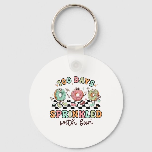 100 Days Sprinkled With Fun Doughnuts Happy 100th  Key Ring (Front)
