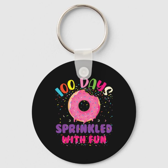 100 Days Sprinkled With Fun Doughnuts Happy 100th  Key Ring (Front)