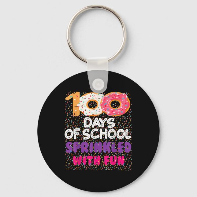 100 Days Sprinkled With Fun Doughnuts Happy 100th  Key Ring (Front)