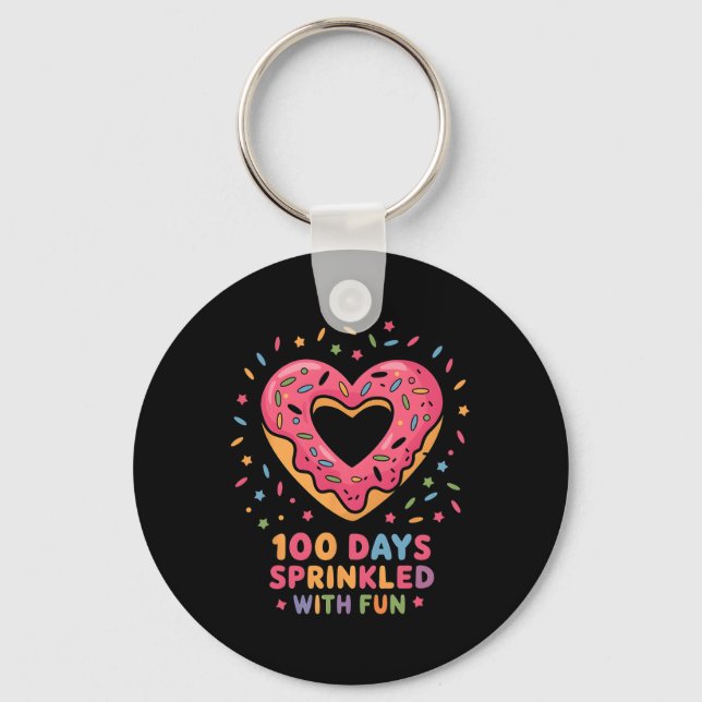 100 Days Sprinkled With Fun Doughnuts Happy 100th  Key Ring (Front)