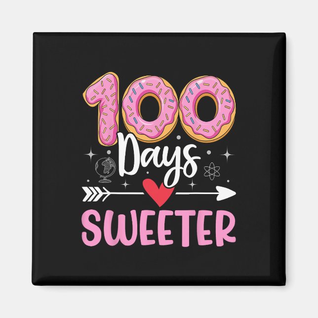 100 Days Sweeter Donut 100th Day Of School Student Magnet (Front)