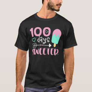 100 Days Sweeter, Girl 100 Days Of School, Ice Cre T-Shirt