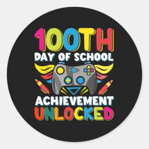 100 Days Teacher Gamer Boys Kids Costume 100th Day Classic Round Sticker