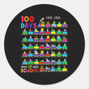 100 Days Train With Animals Kids 100 Days Of Schoo Classic Round Sticker