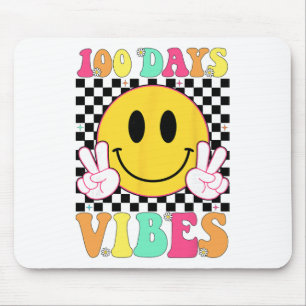 100 Days Vibes Retro Smile Teacher Kids 100th Day Mouse Pad