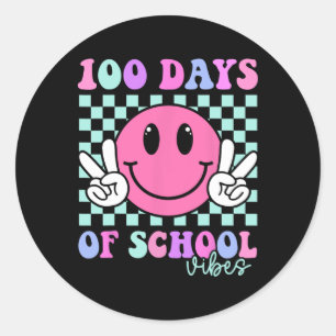 100 Days Vibes Smile Teacher Boy Girl 100th Day Of Classic Round Sticker