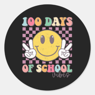 100 Days Vibes Smile Teacher Boy Girl 100th Day Of Classic Round Sticker