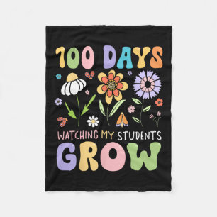 100 Days Watching My Students Grow Funny Cute Boho Fleece Blanket