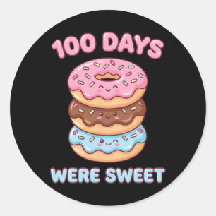 100 Days Were Sweet Kawaii Donut 100th Day Of Scho Classic Round Sticker