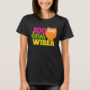 100 Days Wiser Owl Teacher Student 100th Day of s T-Shirt