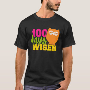 100 Days Wiser Owl Teacher Student 100th Day of s T-Shirt