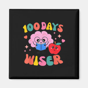 100 Days Wiser Retro Groovy 100 Days Of School Tea Magnet