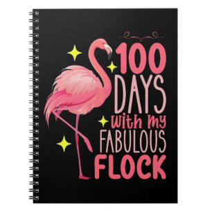 100 Days With My Fabulous Flock Flamingo School Notebook