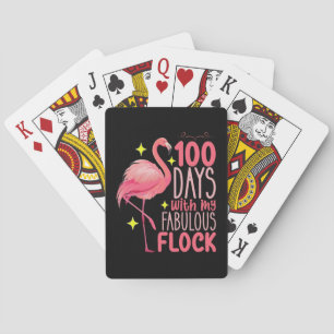 100 Days With My Fabulous Flock Flamingo School Playing Cards