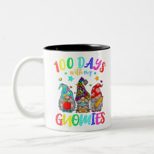 100 Days with My Gnomies Happy 100th Day of School Two-Tone Coffee Mug