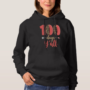 100 days y'all teacher 100 days of school leopard hoodie