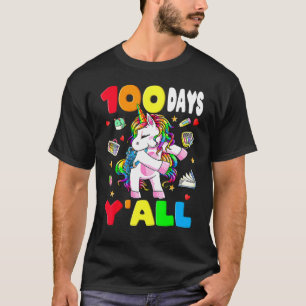 100 Days Y'all Teacher Flossing Unicorn Girls 100t T-Shirt