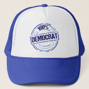 100% Democrat Political Blue Trucker Hat