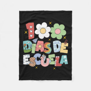 100 Dias De Escuela Bilingual Spanish Teacher Fleece Blanket
