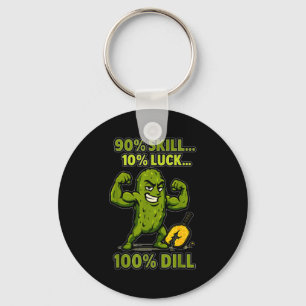 100% dill pickleball pun funny muscular pickle bal key ring