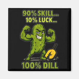 100% dill pickleball pun funny muscular pickle bal magnet