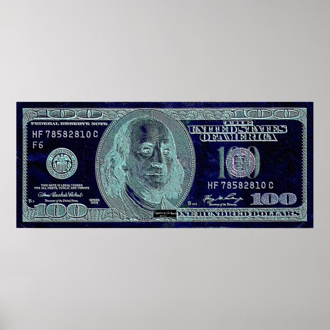100 Dollar 2, Art Signature BW Poster (Front)