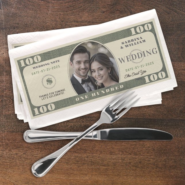 100 Dollar Bill Photo Wedding Napkin (100 Dollar Bill Photo Wedding Paper Guest Towels
)