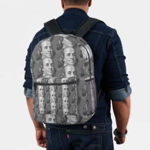 100 dollars, Benjamin Franklin Printed Backpack