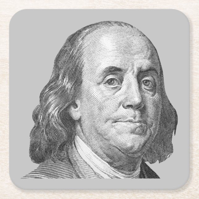 100 dollars, Benjamin Franklin Square Paper Coaster (Front)