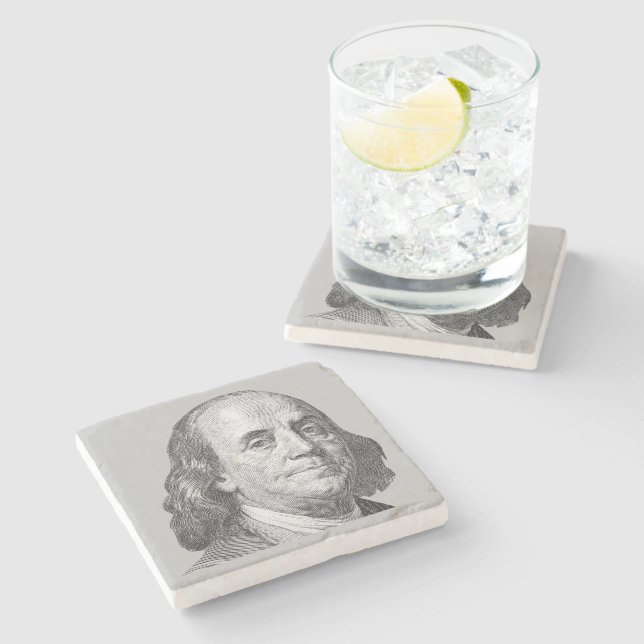 100 dollars, Benjamin Franklin Stone Coaster (Side)