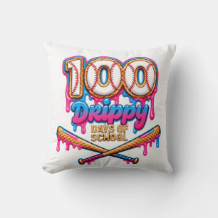 100 Drippy Days of School Baseball Boys Toddler Cushion