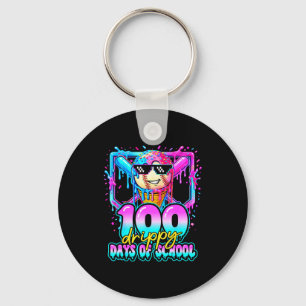 100 Drippy Days Of School Baseball Ice Cream 100th Key Ring