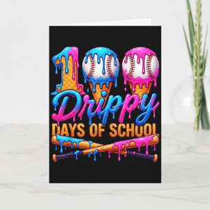 100 Drippy Days Of School Baseball Ice Cream Drip Card