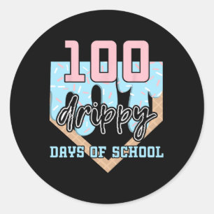 100 Drippy Days Of School Bysebyll Ice Cream 100th Classic Round Sticker