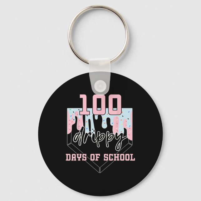 100 Drippy Days Of School Bysebyll Ice Cream 100th Key Ring (Front)
