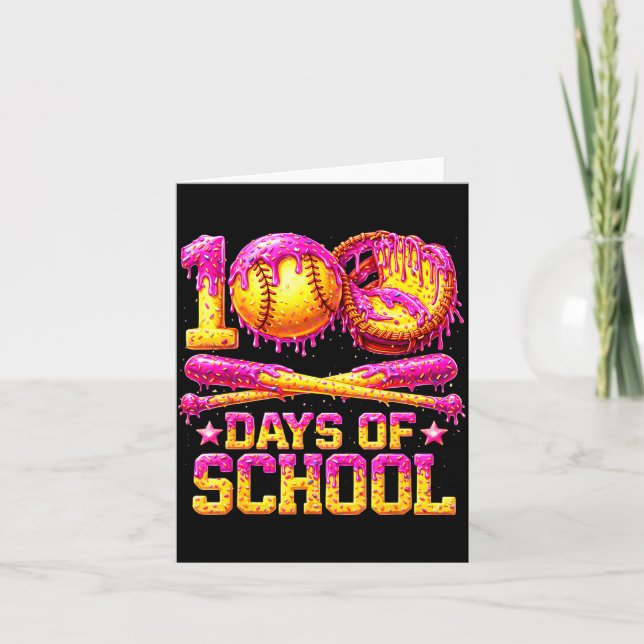 100 drippy days of school softball ice cream 100th card (Front)
