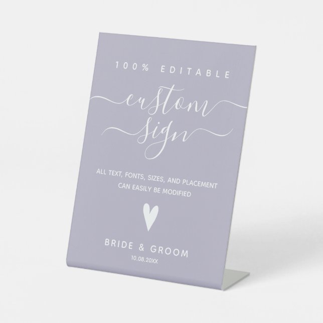 100% Editable Custom Wedding  Pedestal Sign (Front)