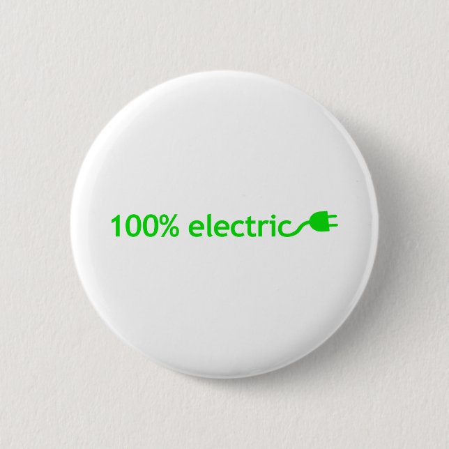 100% Electric Vehicle 6 Cm Round Badge (Front)