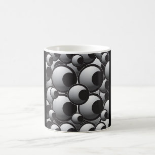 100 EYES COLLAGE BLACK WHITE EYEBALLS CARTOON GRAP COFFEE MUG