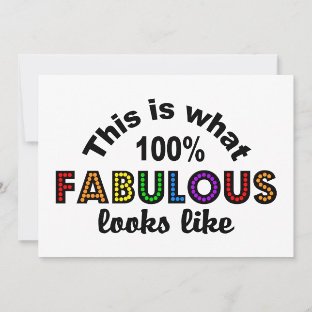 100% FABULOUS invitation, customise Invitation (Front)