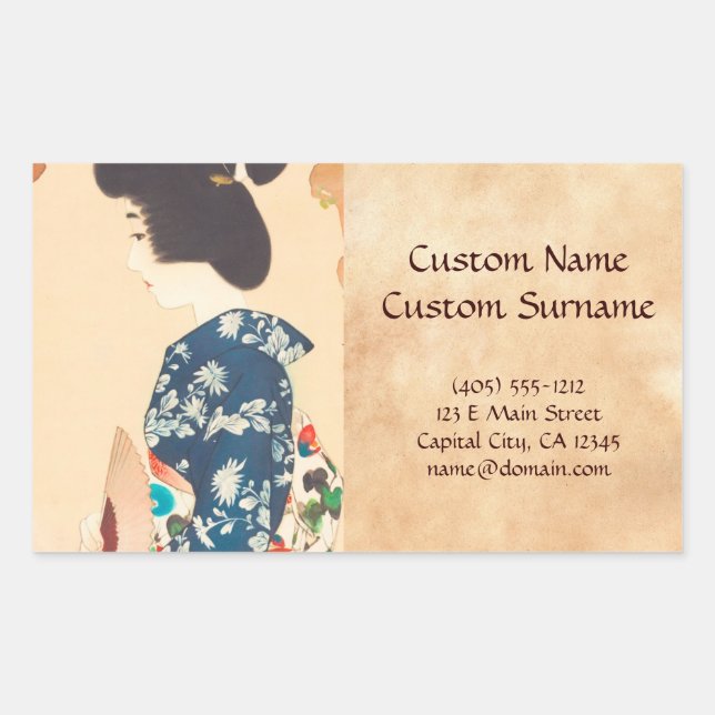 100 Figures of Beauties Wearing Takasago Kimonos Rectangular Sticker (Front)