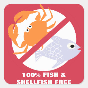 100% Fish and Shellfish Free Alert Stickers
