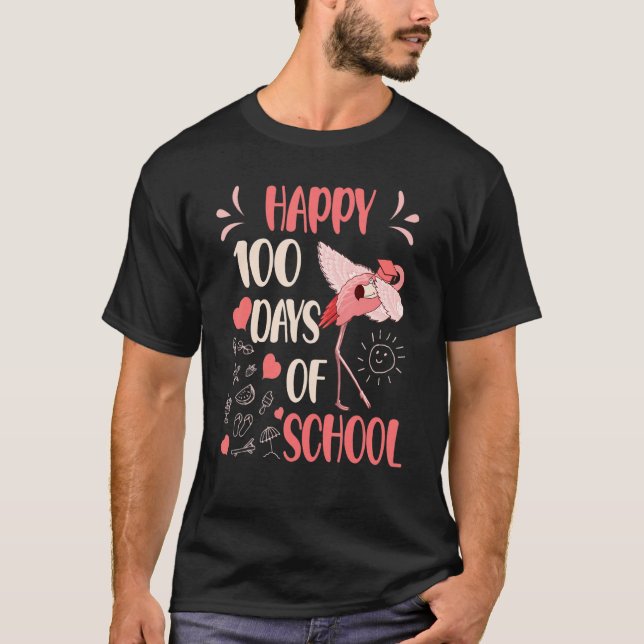 100 Flamazing Days of School Flamingo 100th Day Te T-Shirt (Front)