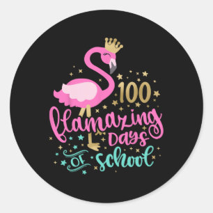 100 Flamazing Days Of School Flamingo Teacher Girl Classic Round Sticker