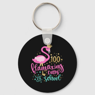 100 Flamazing Days Of School Flamingo Teacher Girl Key Ring